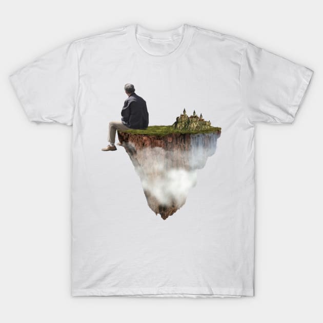 Imaginary Landscape Castle Landscape In The Sky T-Shirt by Nevervand